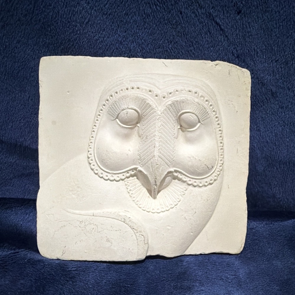 Vintage MMA Egyptian Owl Relief Plaque Replica Met Museum of Art 4x4 Hieroglyph
